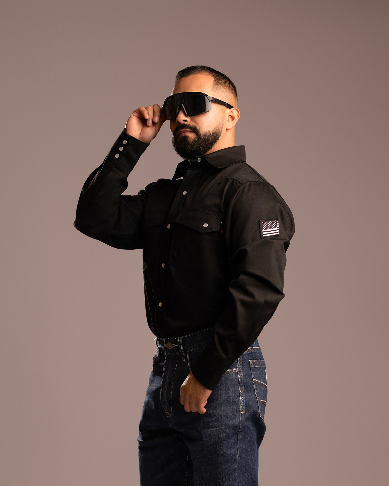 CRG FR Black Pearl Snap Button Up