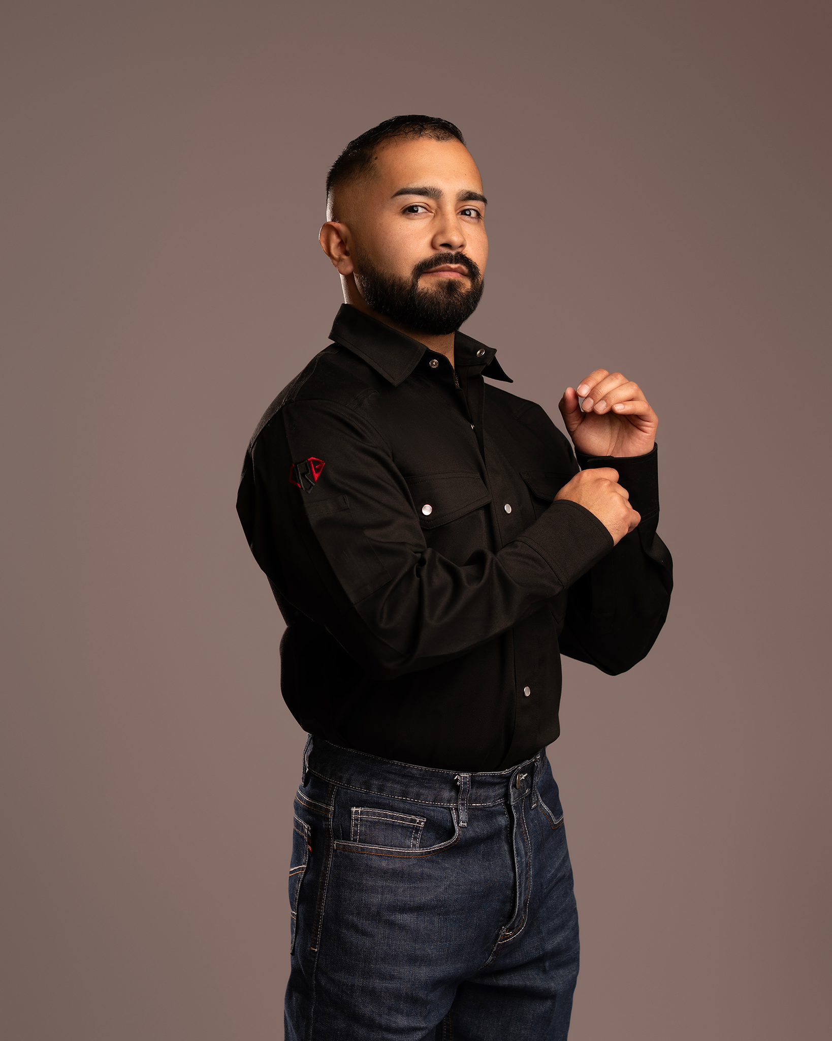 CRG FR Black Pearl Snap Button Up