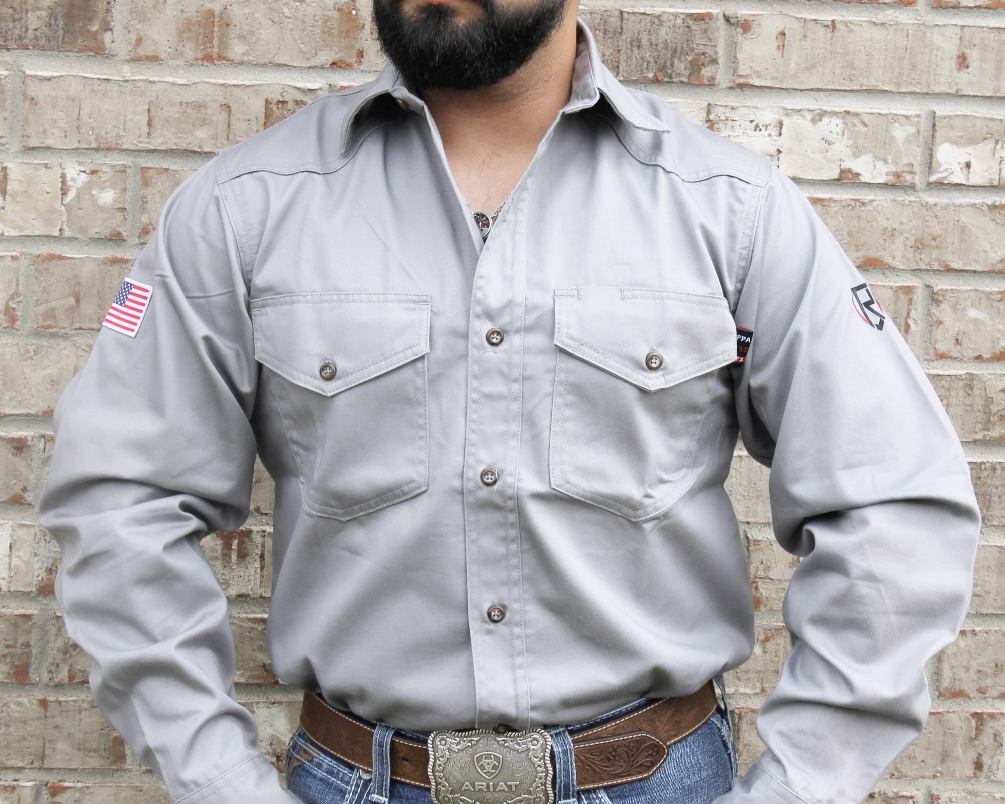 CRG Gray FR Button Up