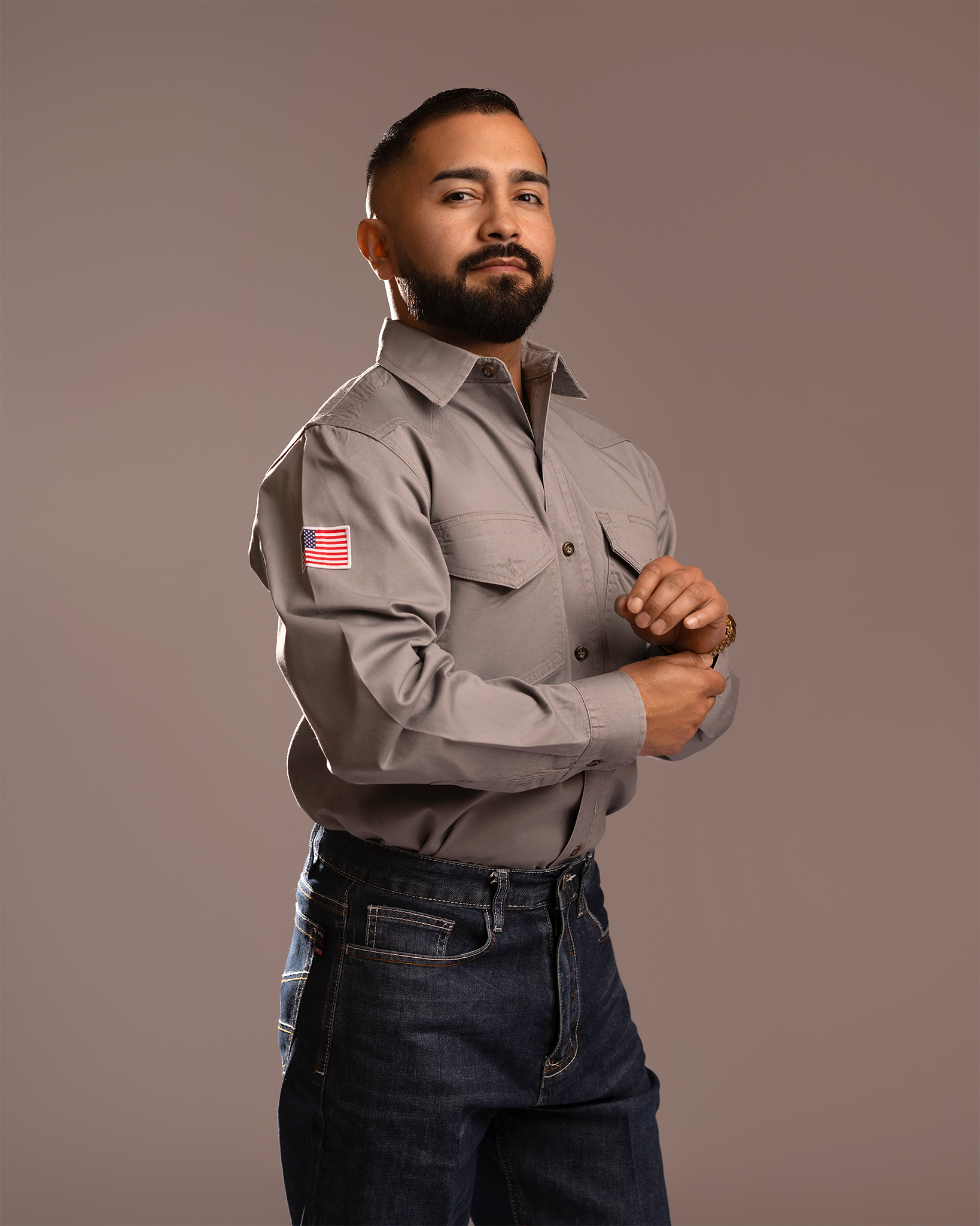 CRG Gray FR Button Up