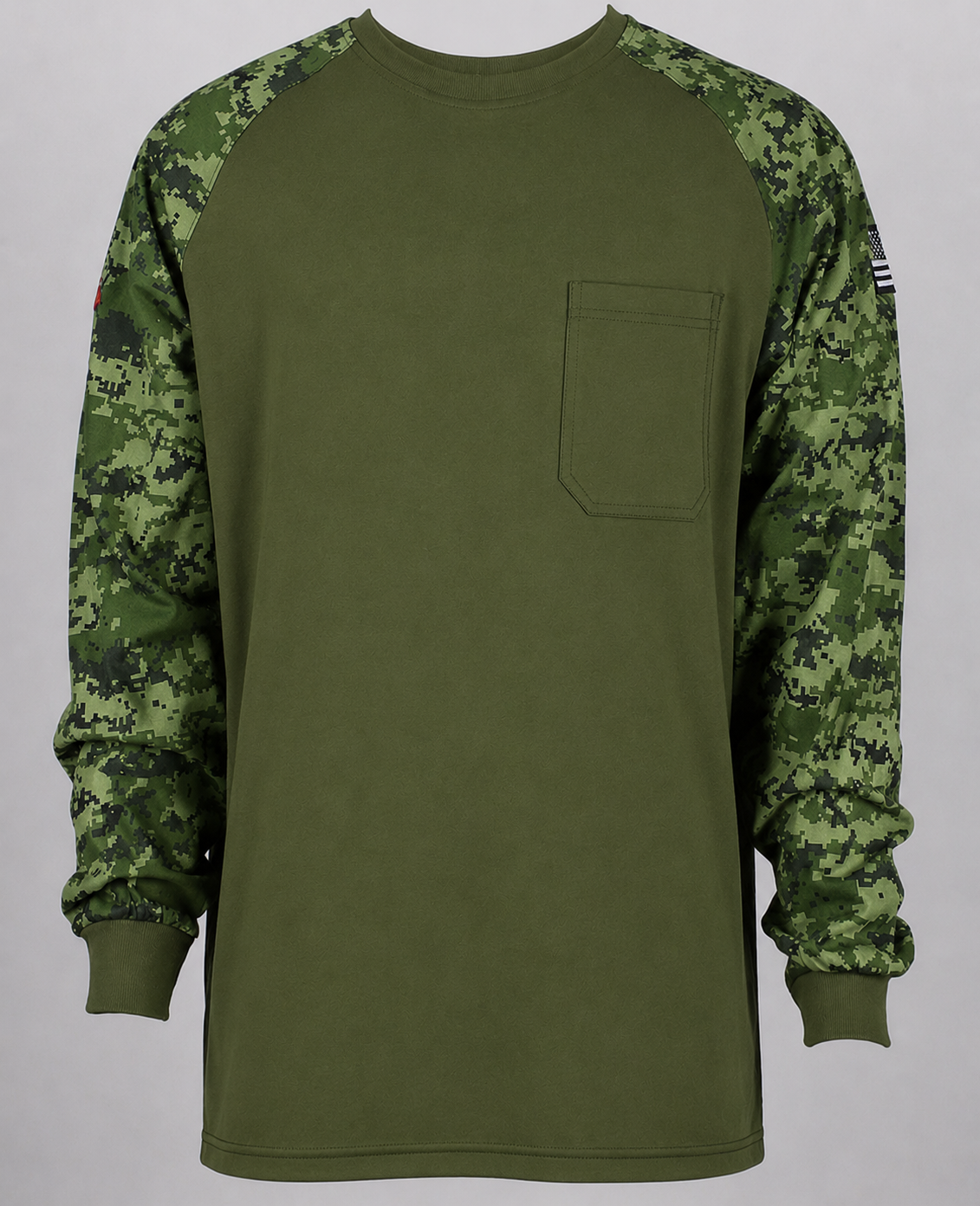 Green Camo Henley FR Shirt