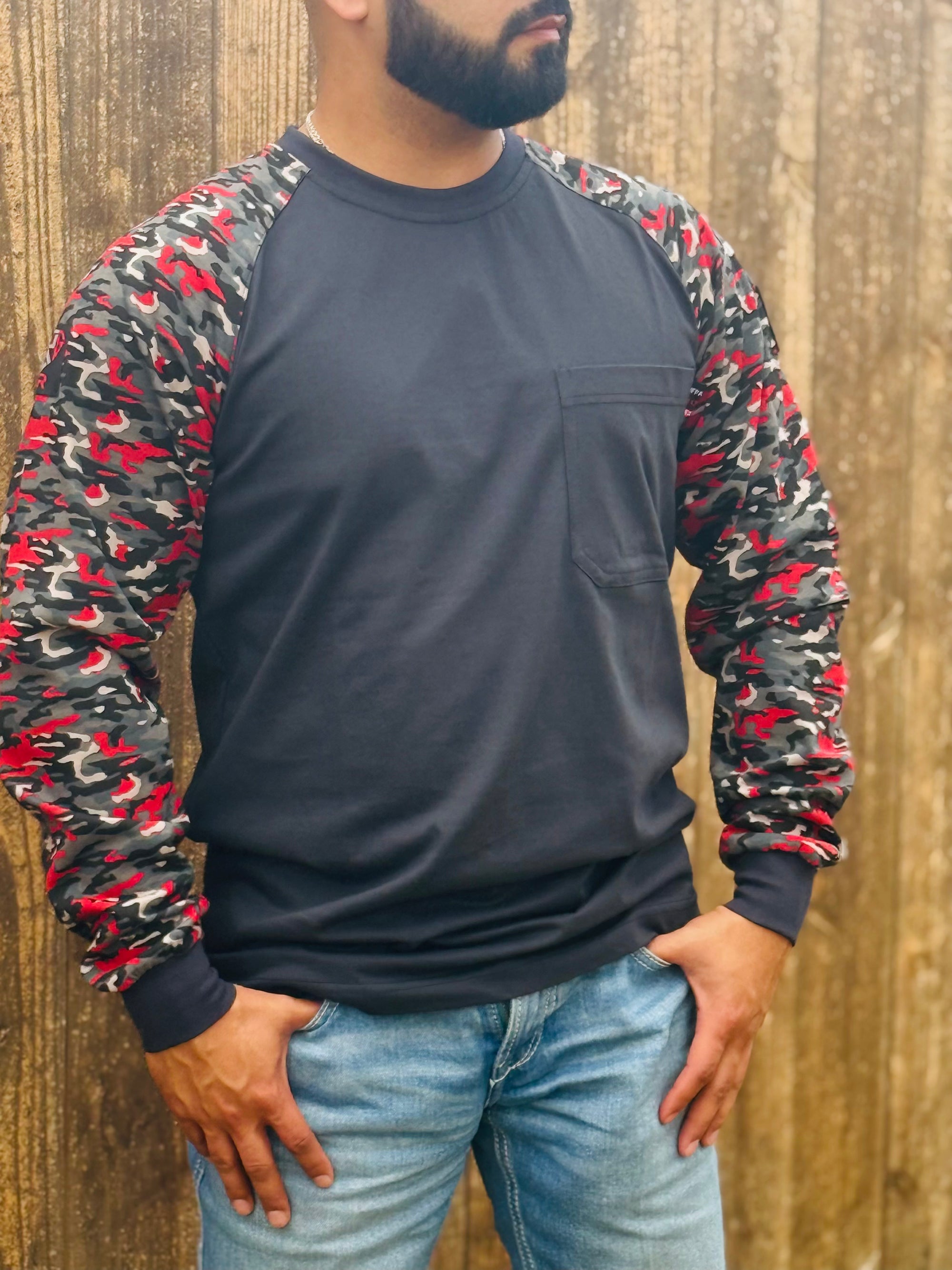 Red Camo Henley FR Shirt