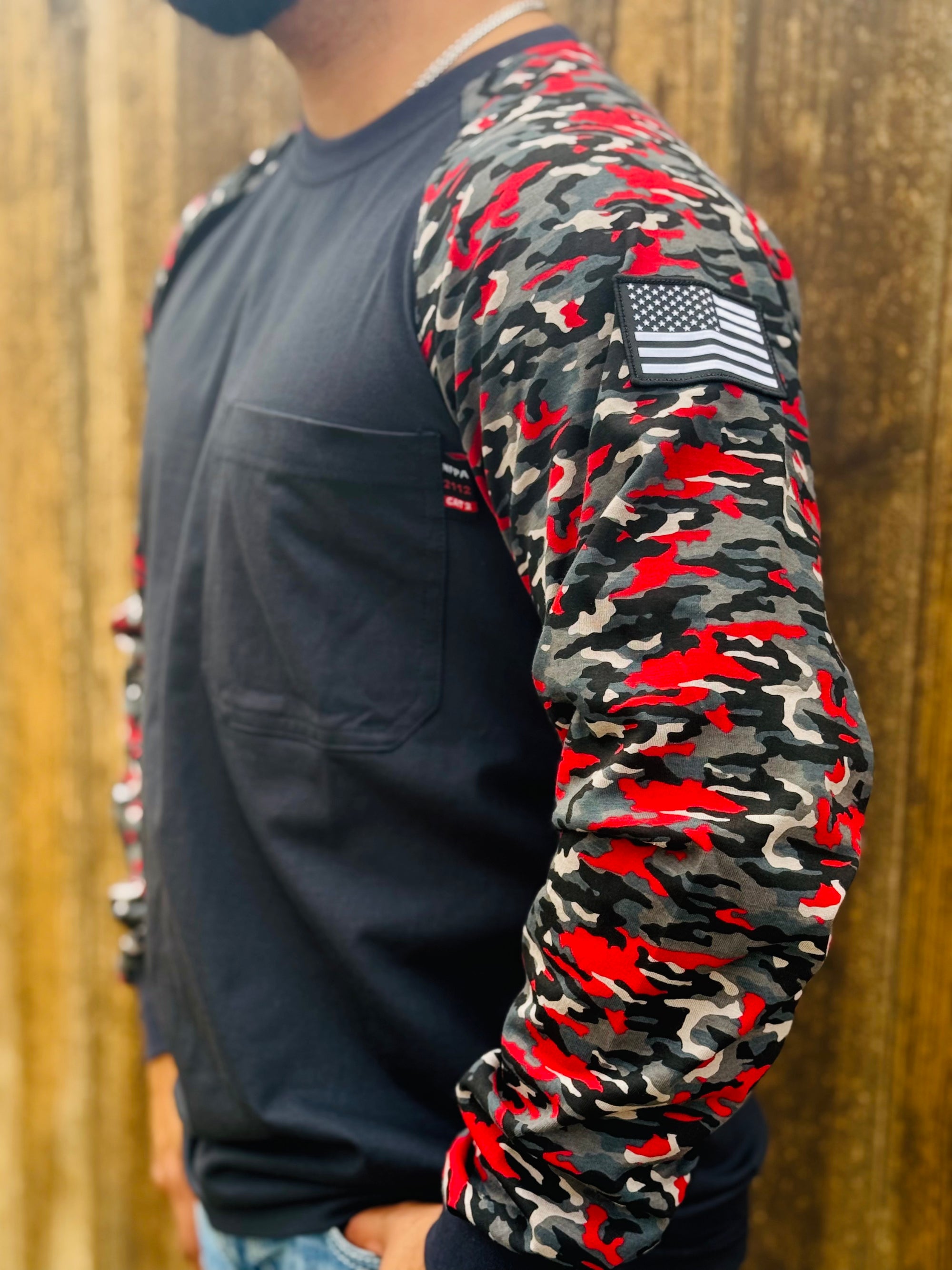 Red Camo Henley FR Shirt