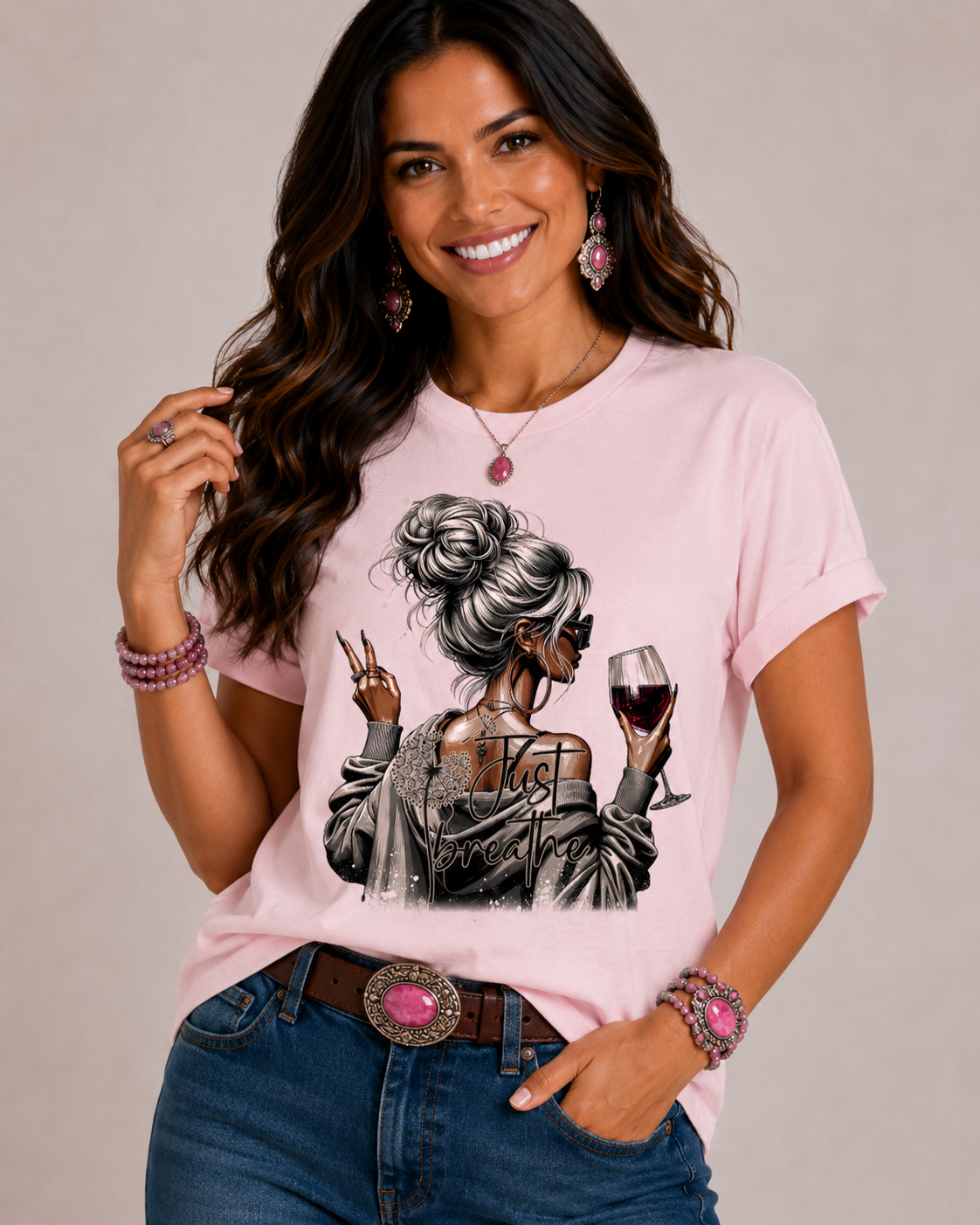 Just Breathe-Light Pink Shirt