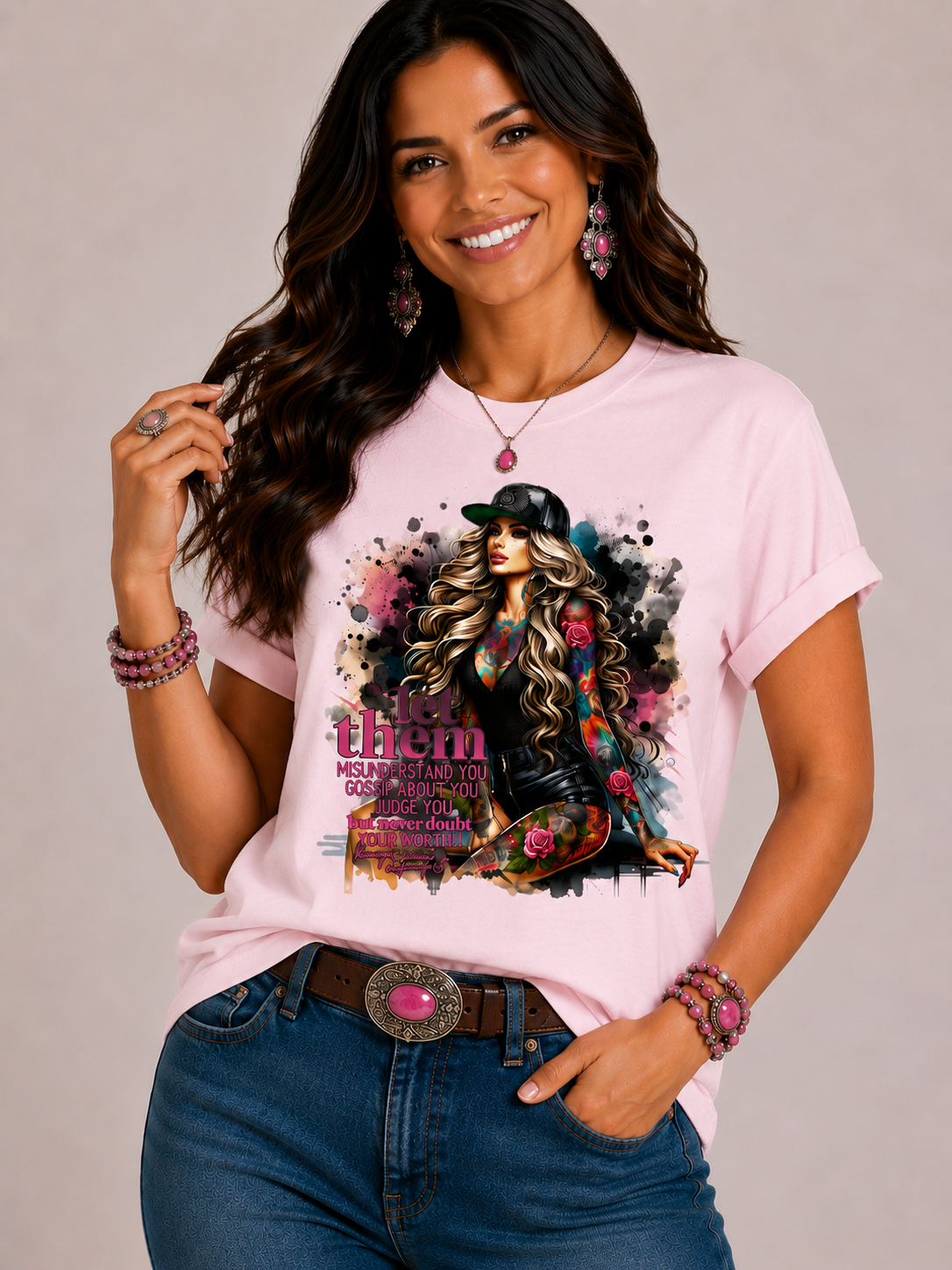 Let Them-Light Pink T-shirt