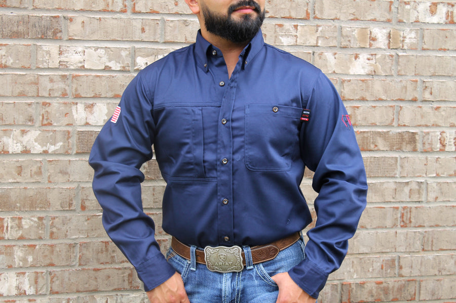 CRG Navy FR Button Up