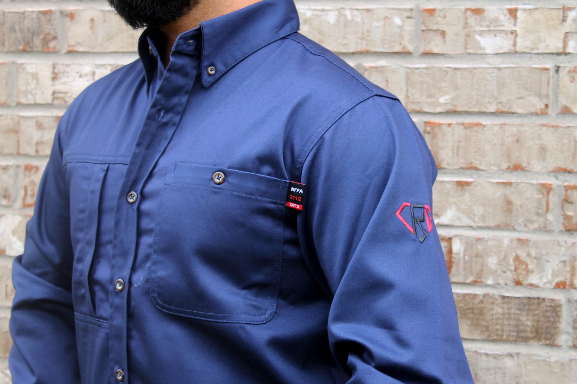 CRG Navy FR Button Up