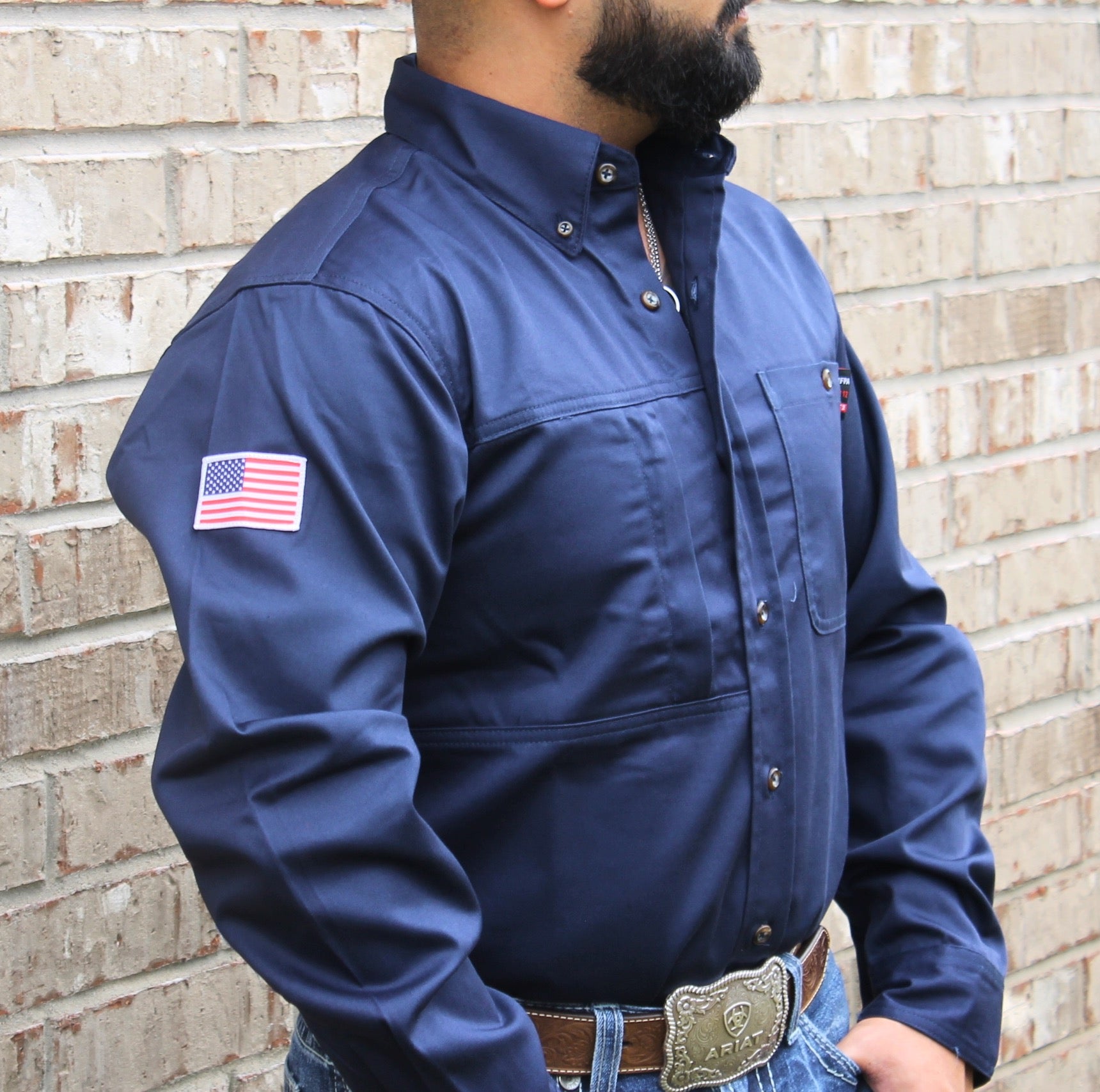 CRG Navy FR Button Up