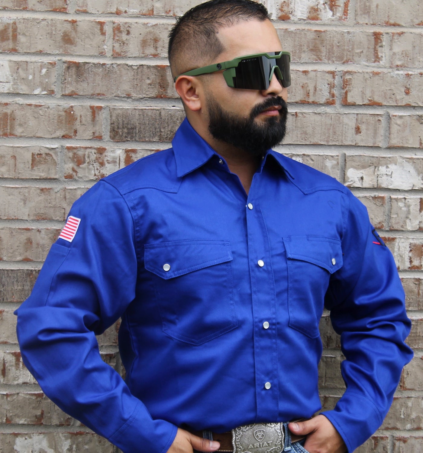 CRG Royal Blue Pearl Snap FR Button Up