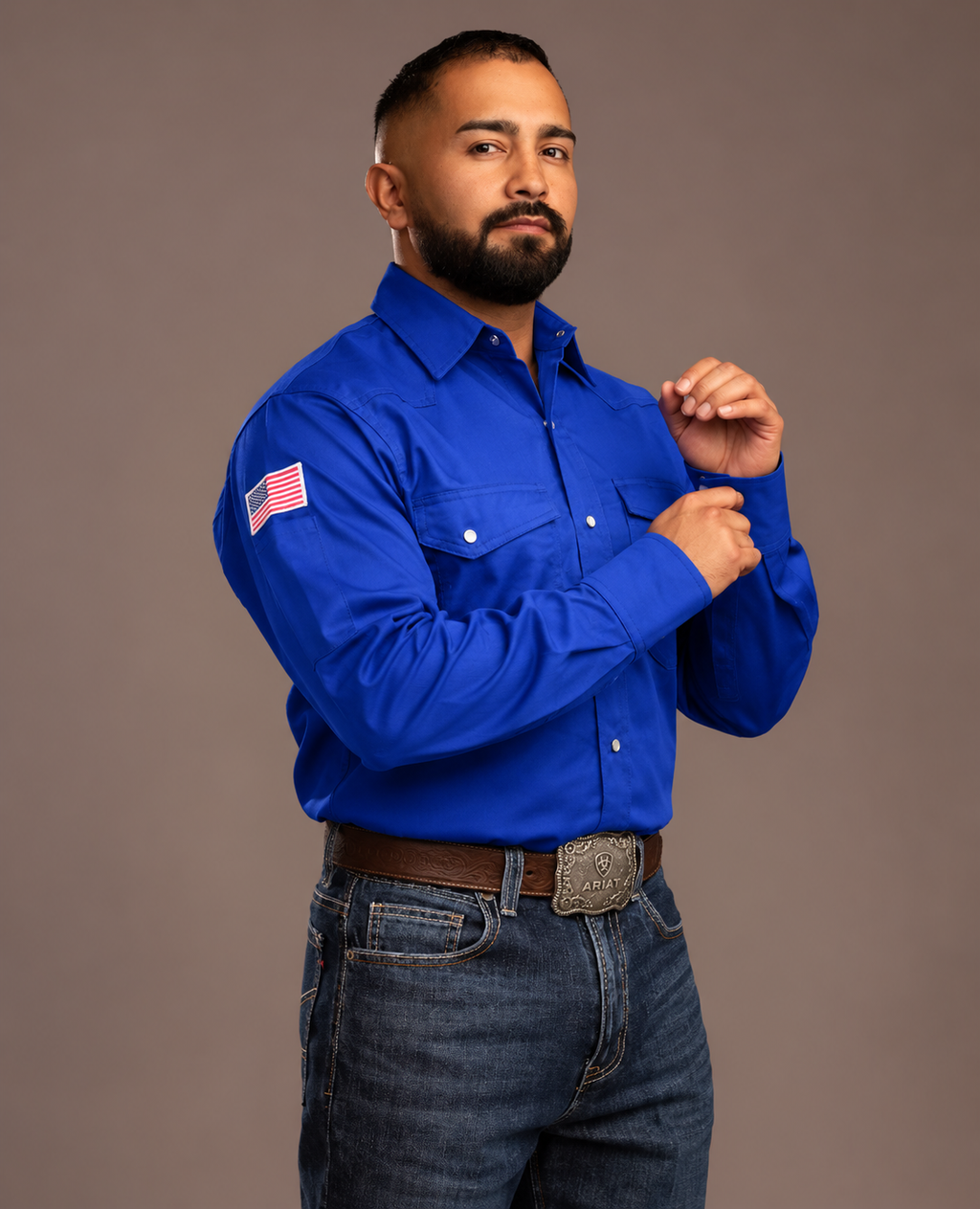 CRG Royal Blue Pearl Snap FR Button Up