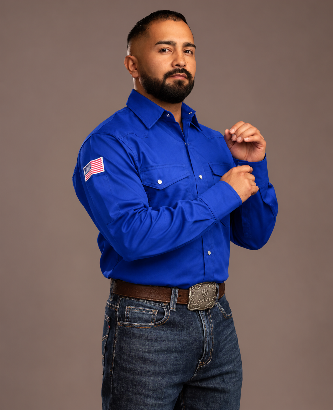 CRG Royal Blue Pearl Snap FR Button Up