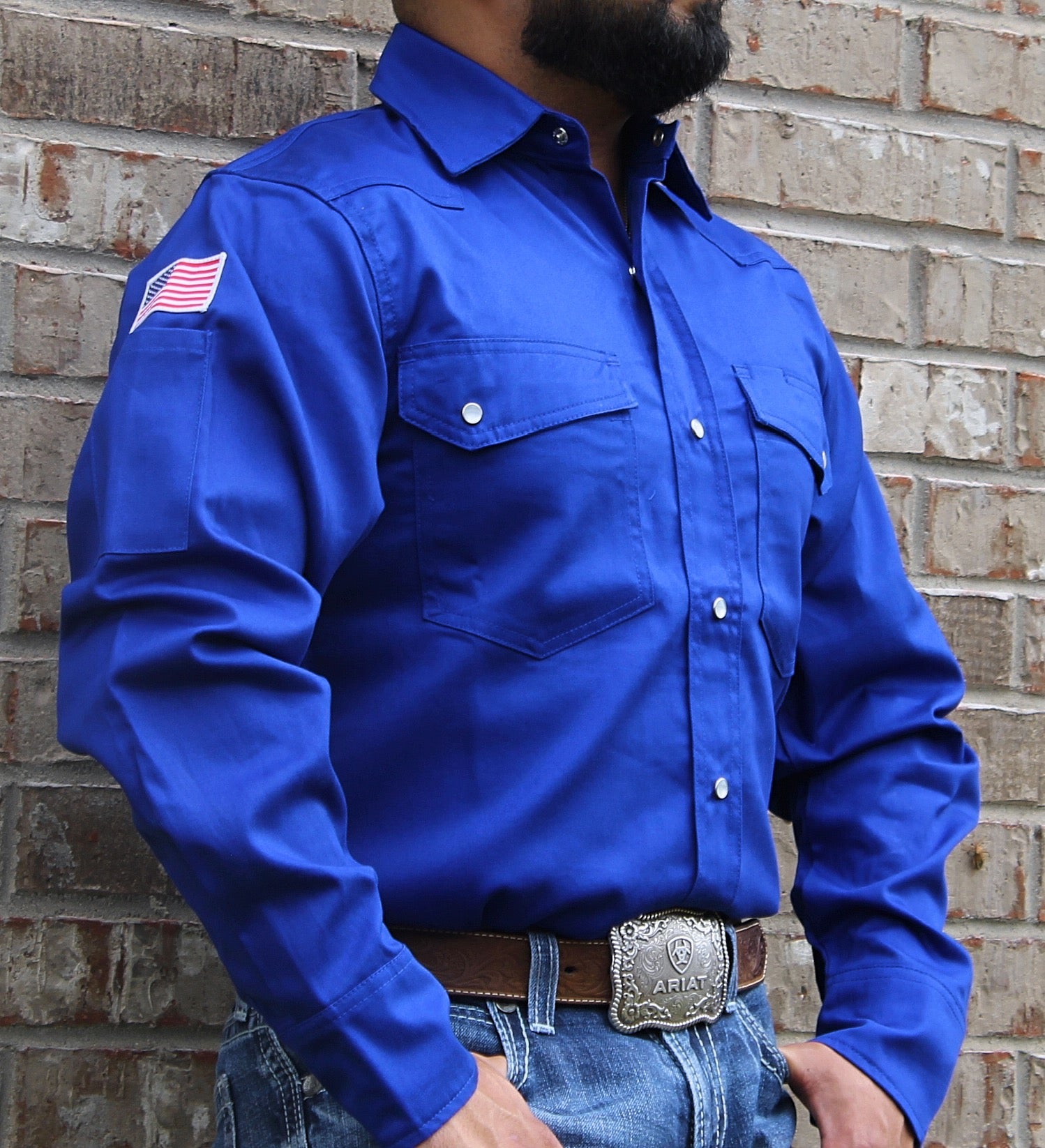 CRG Royal Blue Pearl Snap FR Button Up