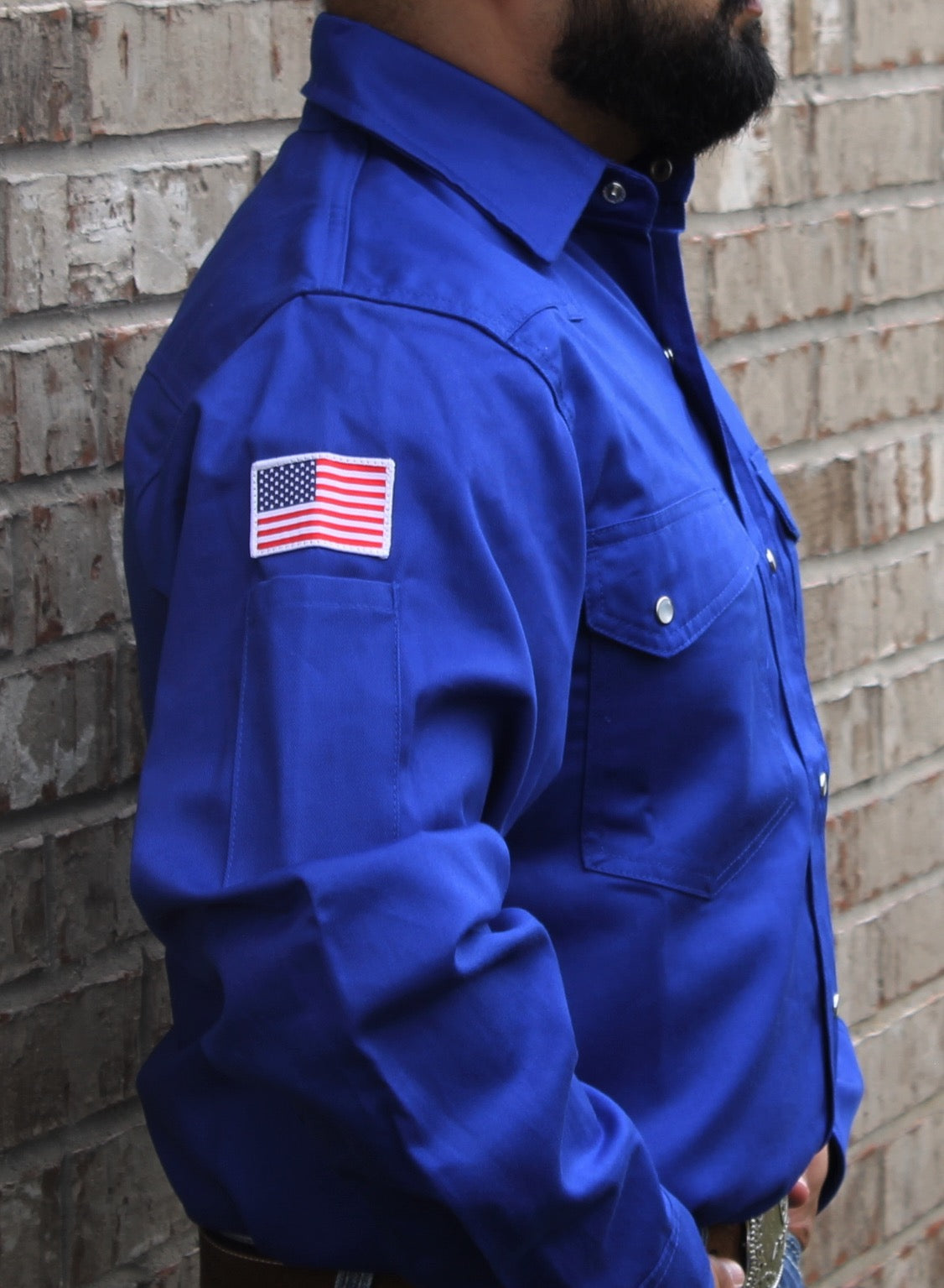 CRG Royal Blue Pearl Snap FR Button Up