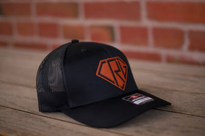 Black Leather Patch Cap